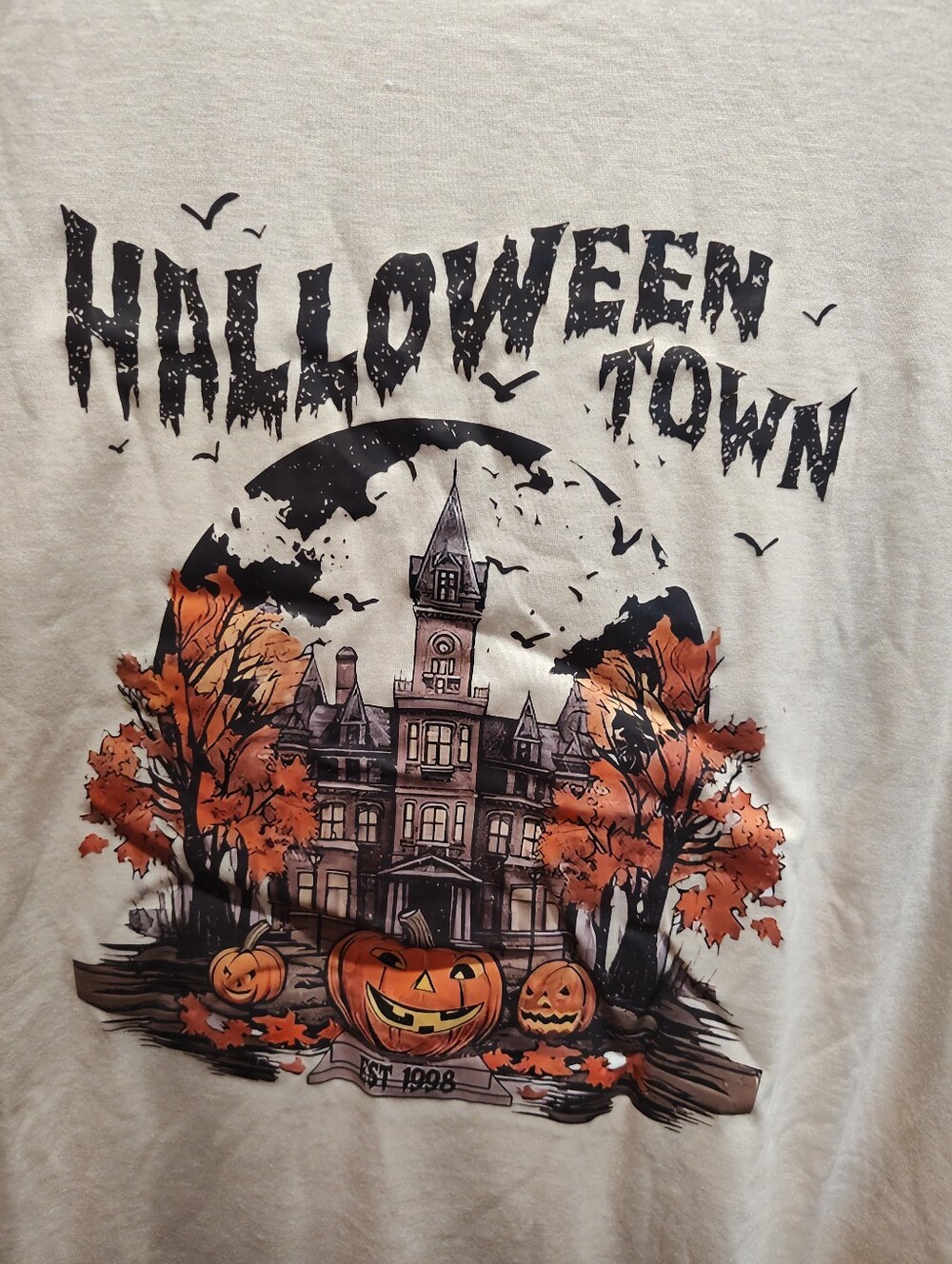 Halloween Town Graphic Tee - Women's Apricot Colored Shirt - Picture 2 of 4